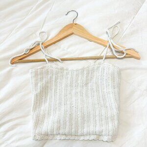 Rad Swim Kids White Crochet Lace-Up Tank Top Size 10 Girls Youth Lined Boho